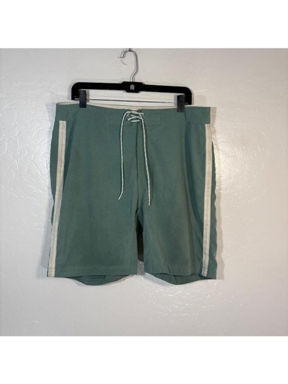 Wellen Board Shorts Mens 36 Green Solid Swim Trunks Drawstring Surf Beach Pocket